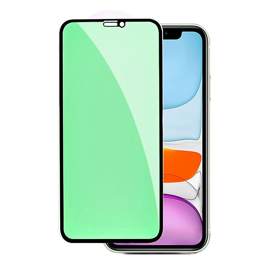 Folie de Sticla Securizata pentru Apple iPhone 15, Lumina Verde Anti-Blue Ray, Auto-Aplicare, Protectie Completa 9D, Verde