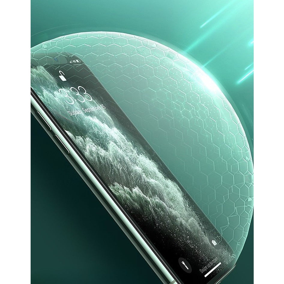 Folie de Sticla Securizata pentru Apple iPhone 15, Lumina Verde Anti-Blue Ray, Auto-Aplicare, Protectie Completa 9D, Verde