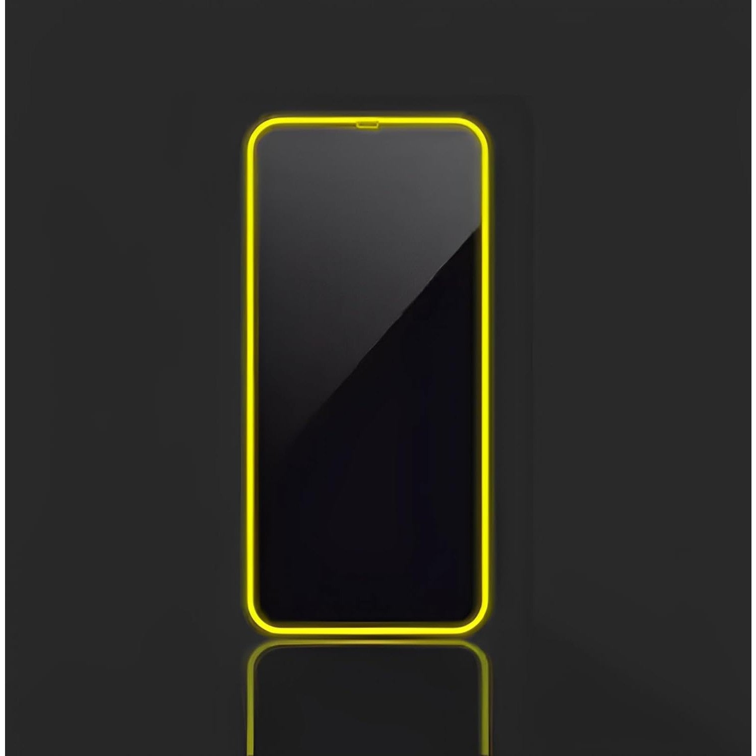 Folie de Sticla Securizata pentru Apple iPhone 15, Luminous, Margine Fosforescenta Neon din Silicon, Mat, Anti-Amprenta, Protectie Completa, 9H, Galben