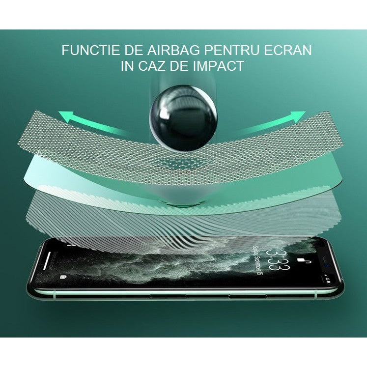 Folie de Sticla Securizata pentru Apple iPhone 15 Plus, Lumina Verde Anti-Blue Ray, Auto-Aplicare, Protectie Completa 9D, Verde