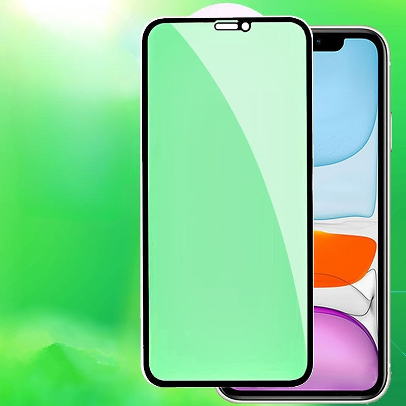 Folie de Sticla Securizata pentru Apple iPhone 15 Pro, Lumina Verde Anti-Blue Ray, Auto-Aplicare, Protectie Completa 9D, Verde