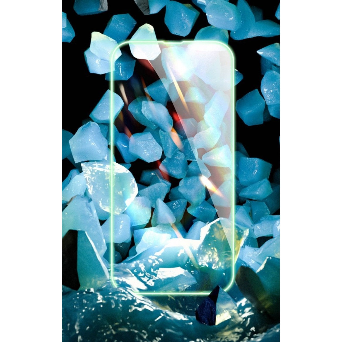 Folie de Sticla Securizata pentru Apple iPhone 15 Pro Max, Luminous, Margine Fosforescenta Neon din Silicon, Mat, Anti-Amprenta, Protectie Completa, 9H, Verde