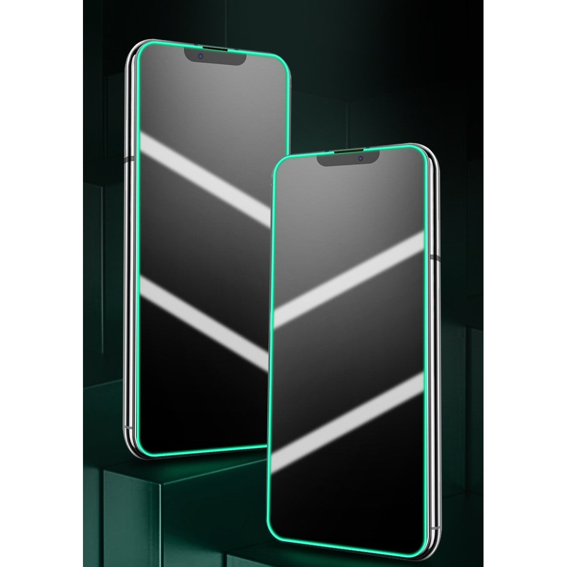 Folie de Sticla Securizata pentru Apple iPhone 15 Pro Max, Luminous, Margine Fosforescenta Neon din Silicon, Mat, Anti-Amprenta, Protectie Completa, 9H, Verde