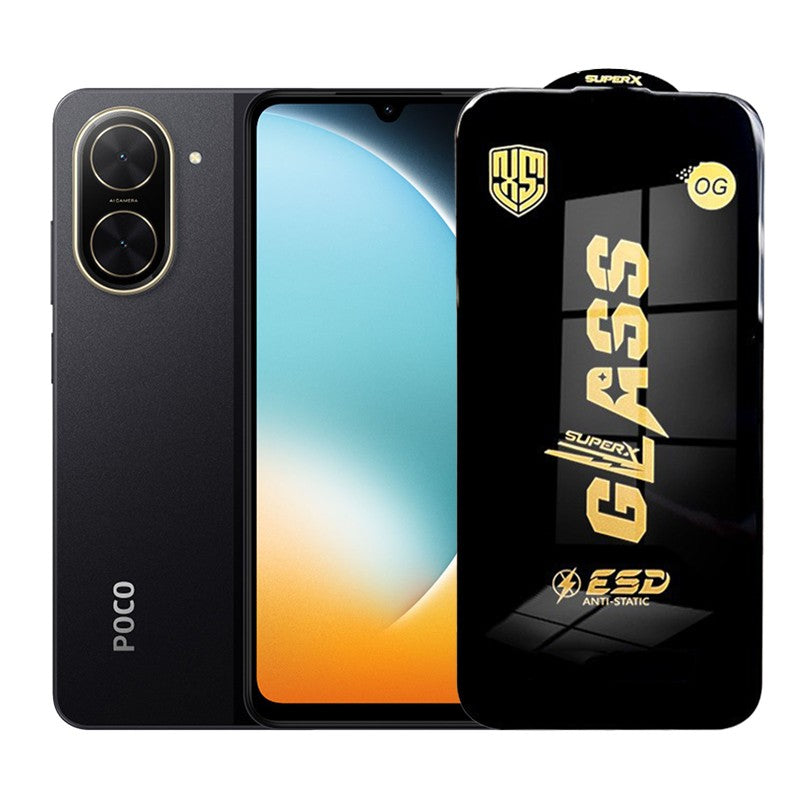 Folie de Protectie pentru Xiaomi Poco C71, Sticla Securizata ESD, Margini Negre, Rezistenta la Zgirieturi, Antistatica, 0.35 mm, Transparenta