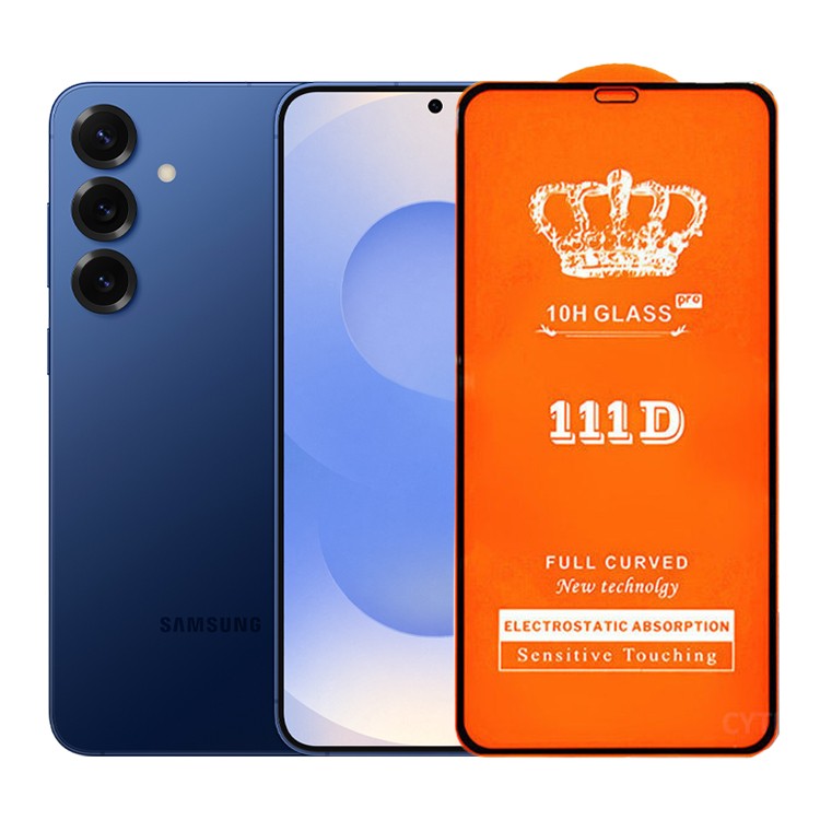 Folie Securizata pentru Samsung Galaxy S25 Plus, Sticla de Protectie Compatibila cu Samsung Galaxy S25 Plus, Full Cover Series 111D, 10H GLASS, Margini Negre, Transparent