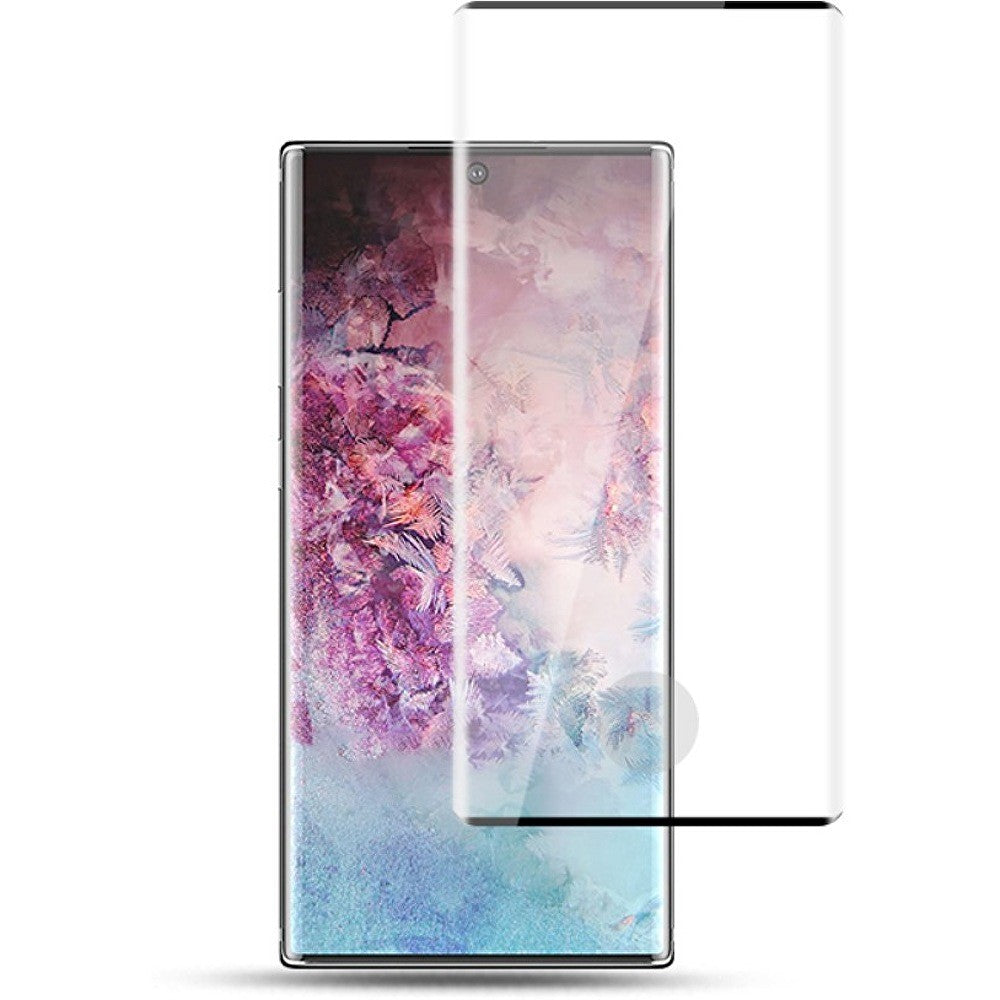 Folie Sticla Securizata Curbata pentru Samsung Galaxy Note 10 Plus, 9H, Transparenta HD, Lipici pe toata suprafata, Contur Negru