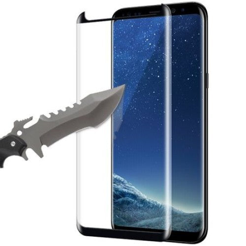Folie Sticla Securizata Curbata, compatibila cu Samsung Galaxy S8, Full Glue, 4D/5D Negru