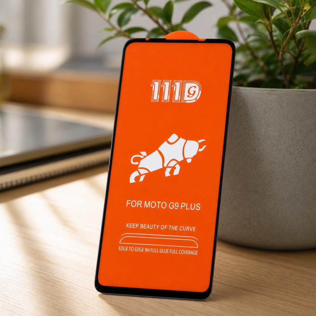 Folie de Protecție din Sticlă Securizată, pentru Motorola Moto G9 Plus, Model 111D, Duritate 9H, Adeziv Integral, Acoperire Completă, Negru