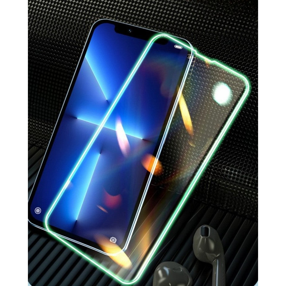 Folie Sticla Securizata, Luminous, compatibila cu Apple iPhone 12 Pro, Margine fosforescenta verde