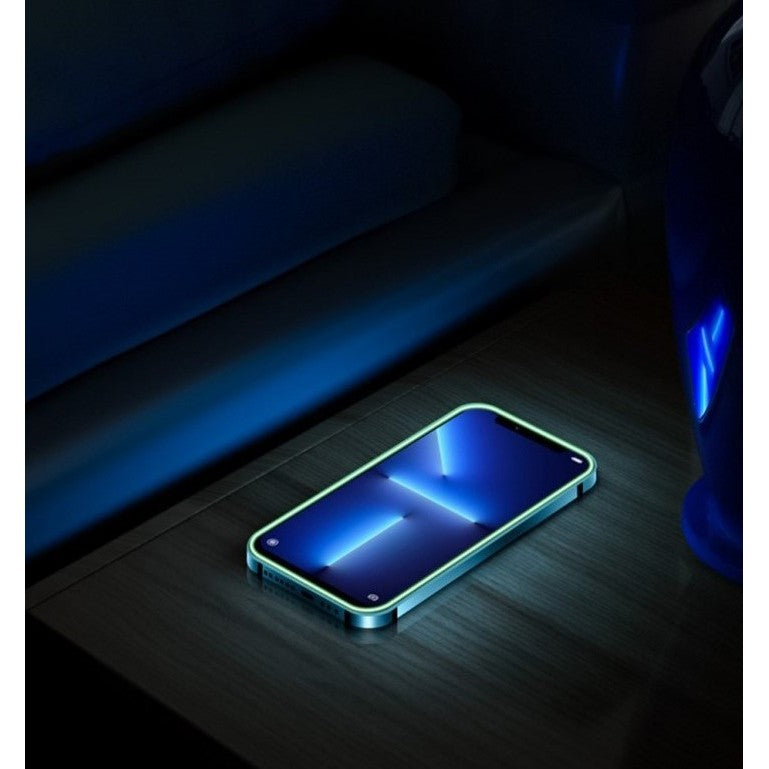 Folie Sticla Securizata, Luminous, compatibila cu Apple iPhone 12 Pro, Margine fosforescenta verde