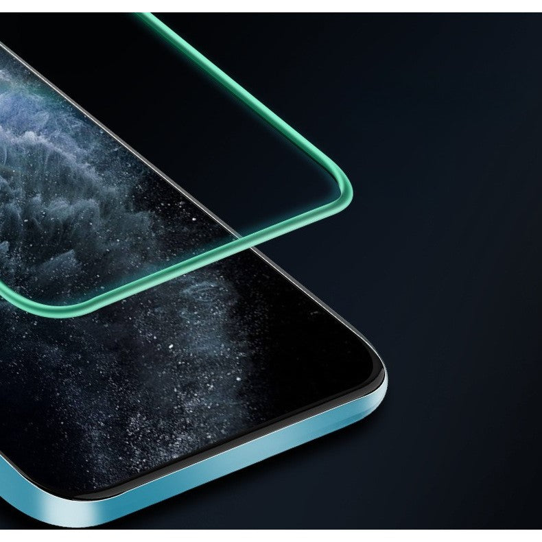 Folie Sticla Securizata, Luminous, compatibila cu Apple iPhone 13 Pro, Margine fosforescenta verde