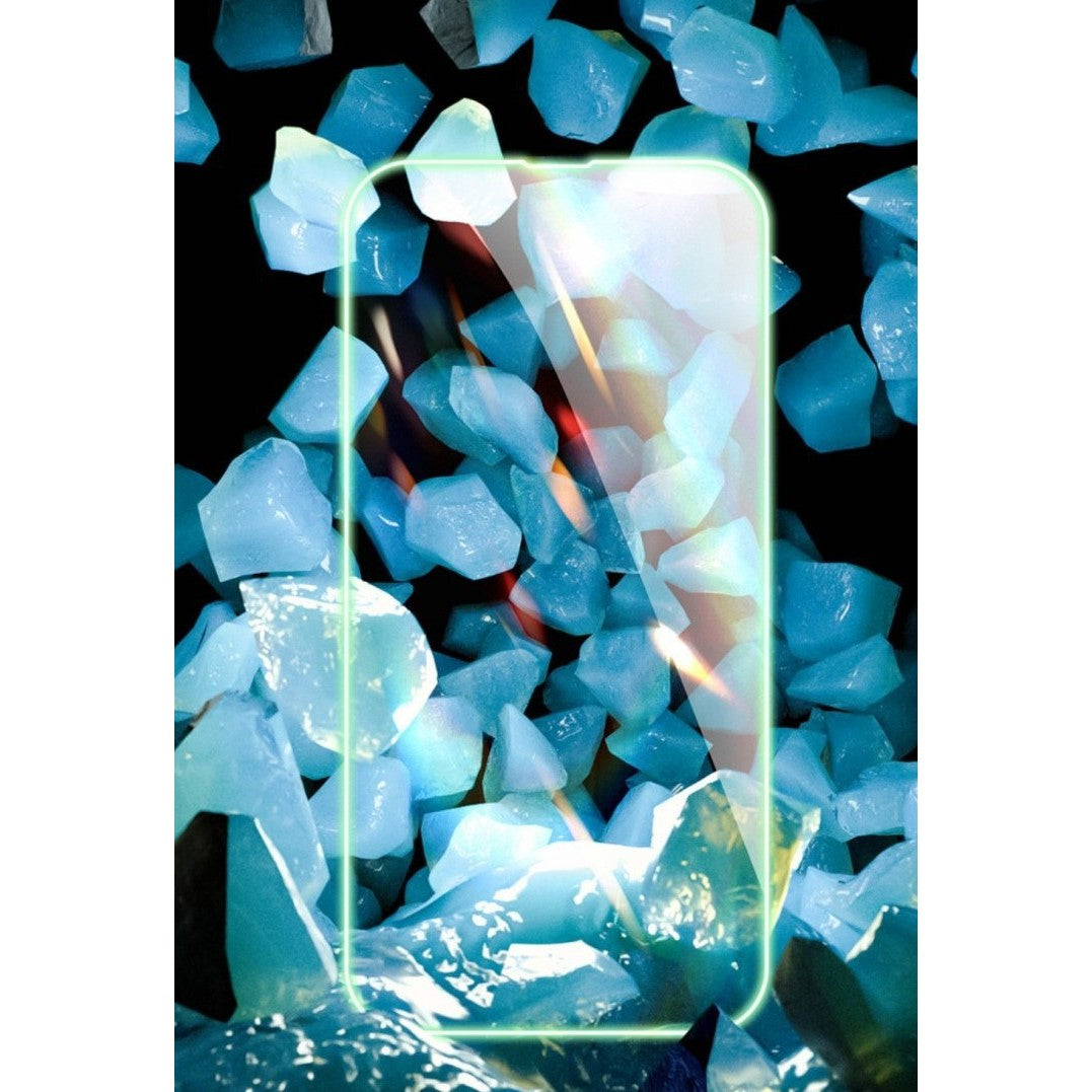 Folie Sticla Securizata, Luminous, compatibila cu Apple iPhone 13 Pro, Margine fosforescenta verde
