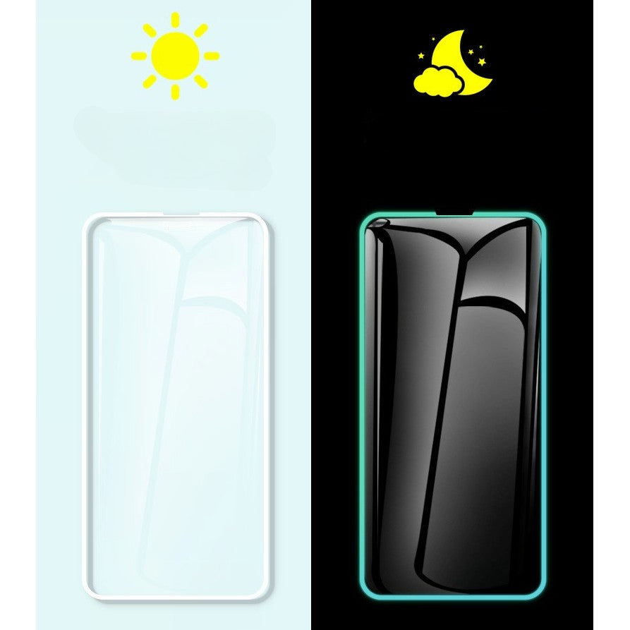 Folie Sticla Securizata, Luminous, compatibila cu Apple iPhone 13 Pro, Margine fosforescenta verde