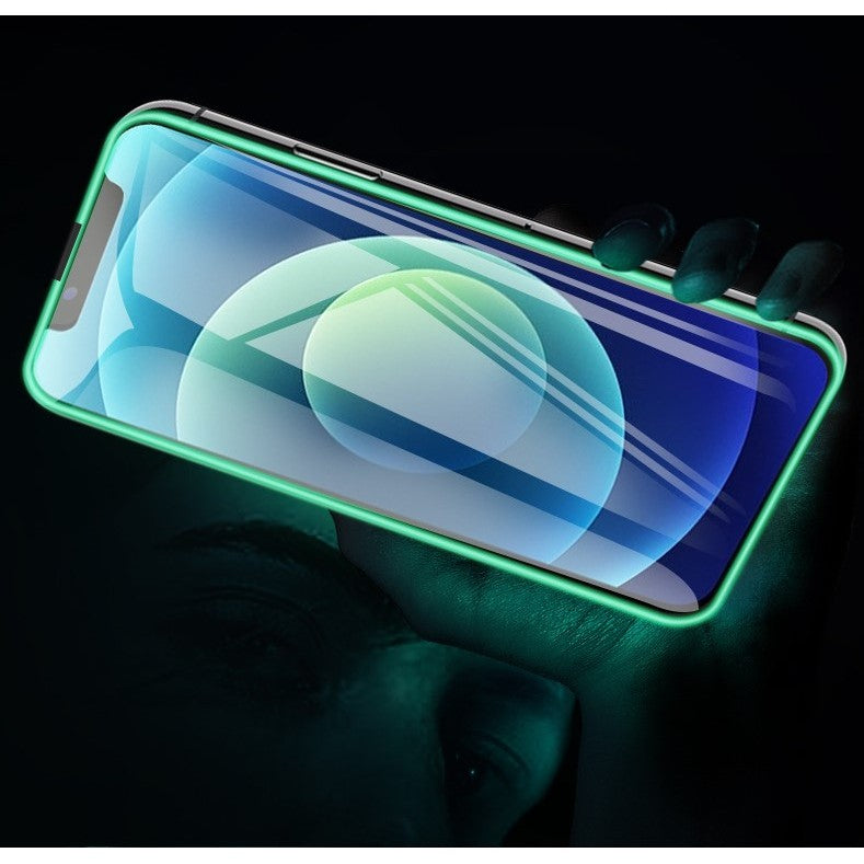Folie Sticla Securizata, Luminous, compatibila cu Apple iPhone 13 Pro, Margine fosforescenta verde