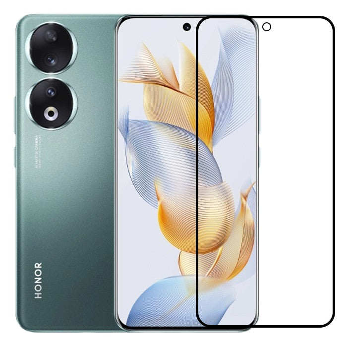 Folie Sticla Securizata, Compatibila cu Honor 90, Full Glue, Margini Negre, Transparent