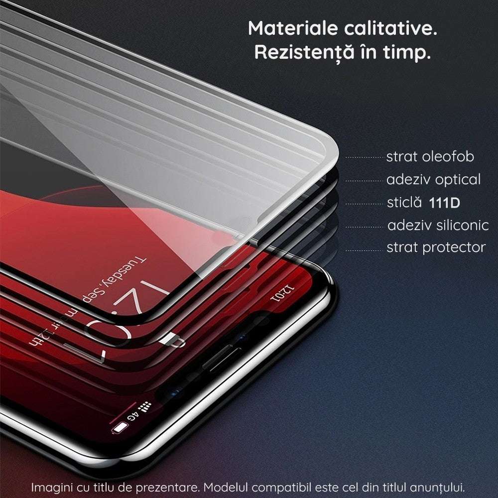 Folie Sticla Securizata pentru Xiaomi Redmi note12 Pro, Sticla de Protectie Compatibila cu Xiaomi Redmi note12 Pro, Full Cover 111D, HD, Margini Negre, Transparenta