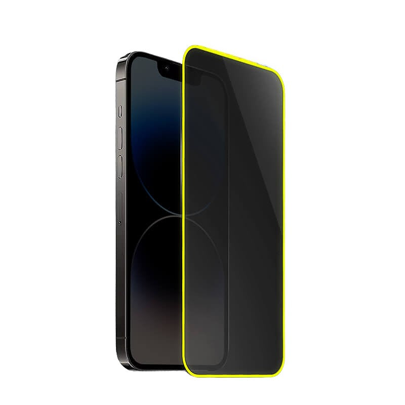 Folie de Sticla Securizata pentru Apple iPhone 15 Pro Max, Luminous, Margine Fosforescenta Neon din Silicon, Mat, Anti-Amprenta, Protectie Completa, 9H, Galben