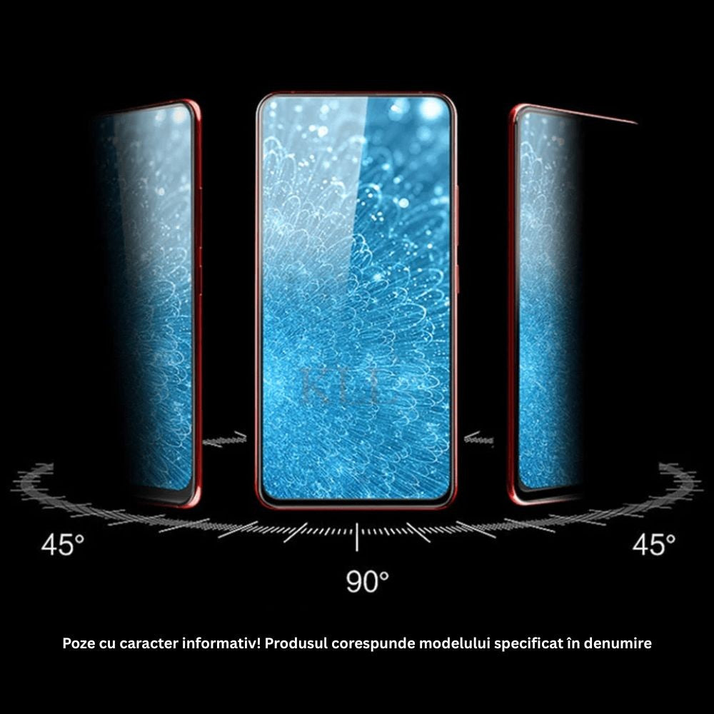 Folie Sticla Securizata, Pentru Xiaomi Redmi Note 13, Privacy Classic, 2.5D, Confidentialitate 35°, Negru Transparent