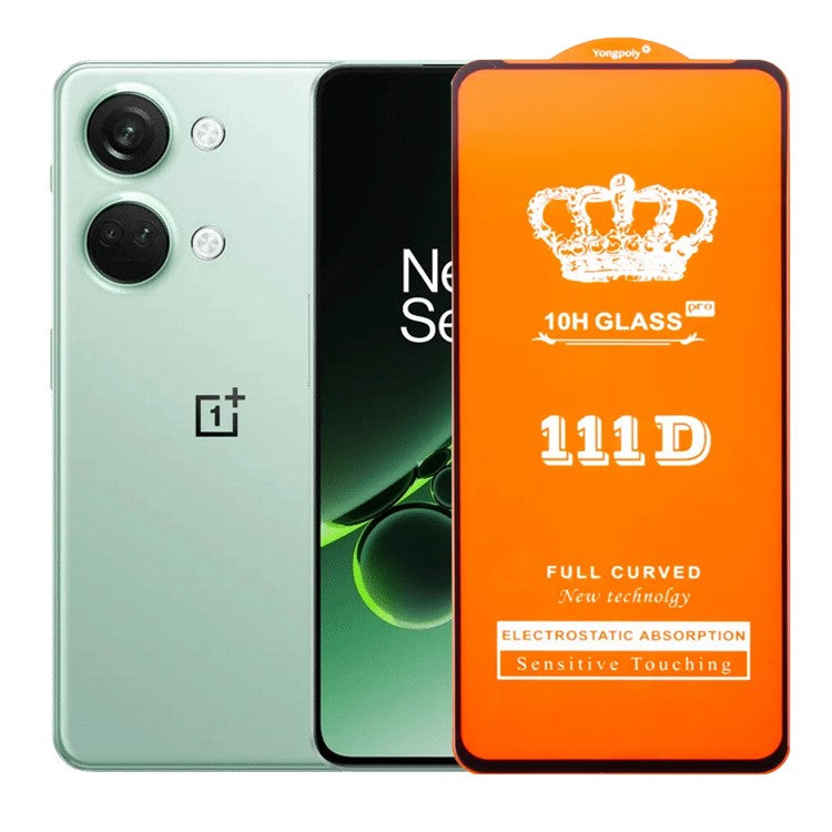 Folie Sticla Securizata OnePlus Nord 3, Sticla de Protectie Compatibila cu OnePlus Nord 3, Full Cover 111D, HD, Margini Negre, Transparenta