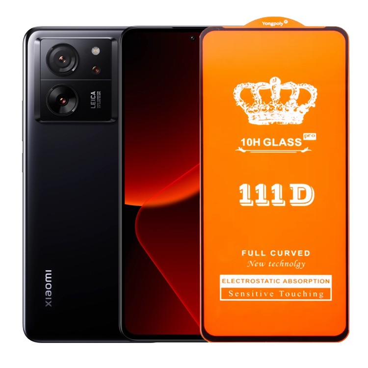 Folie Sticla Securizata pentru Xiaomi 13T, Flippy, Sticla de Protectie Compatibila cu Xiaomi 13T, Full Cover 111D, HD, Margini Negre, Transparenta