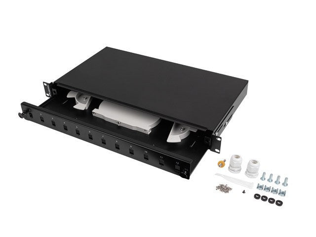 Patch panel fibra rack 19" 1U 12x SC "FOP1-12SS-LDB"