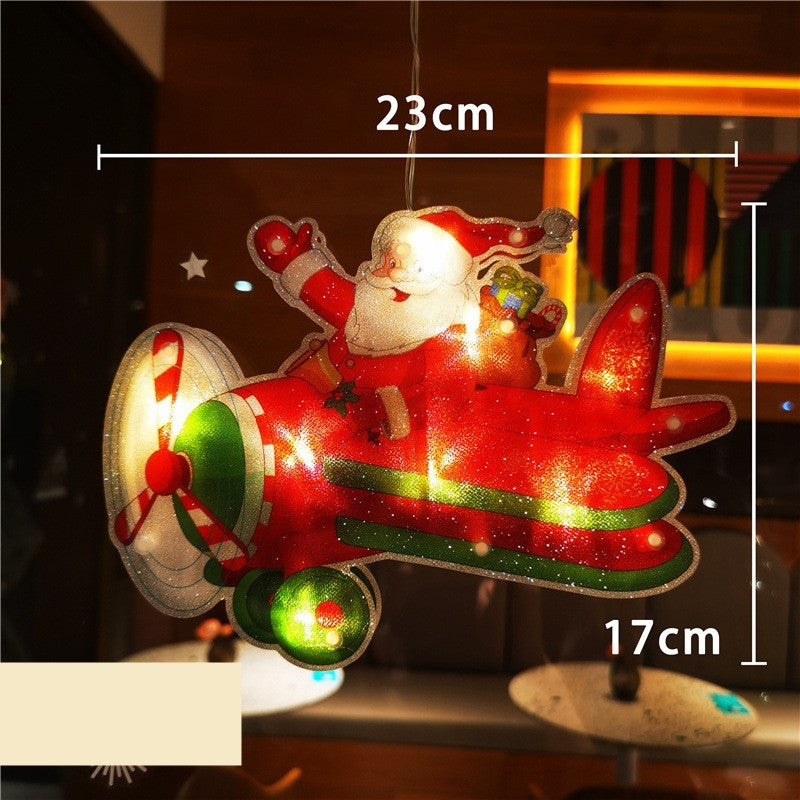 Decoratiune de Craciun pentru fereastra, Avion, cu LED-uri, 23 cm, alb cald