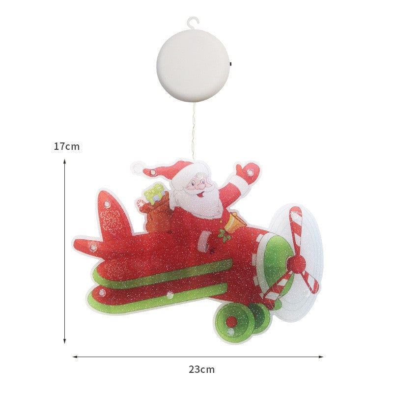 Decoratiune de Craciun pentru fereastra, Avion, cu LED-uri, 23 cm, alb cald