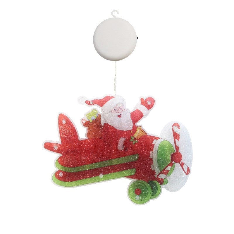 Decoratiune de Craciun pentru fereastra, Avion, cu LED-uri, 23 cm, alb cald