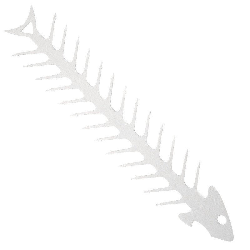 Forma pentru Frigarui, Model Oase de Peste, din Otel Inoxidabil, Instrument pentru Gratar, BBQ, cu Deschizator de Sticle, 30x6 cm, Argintie