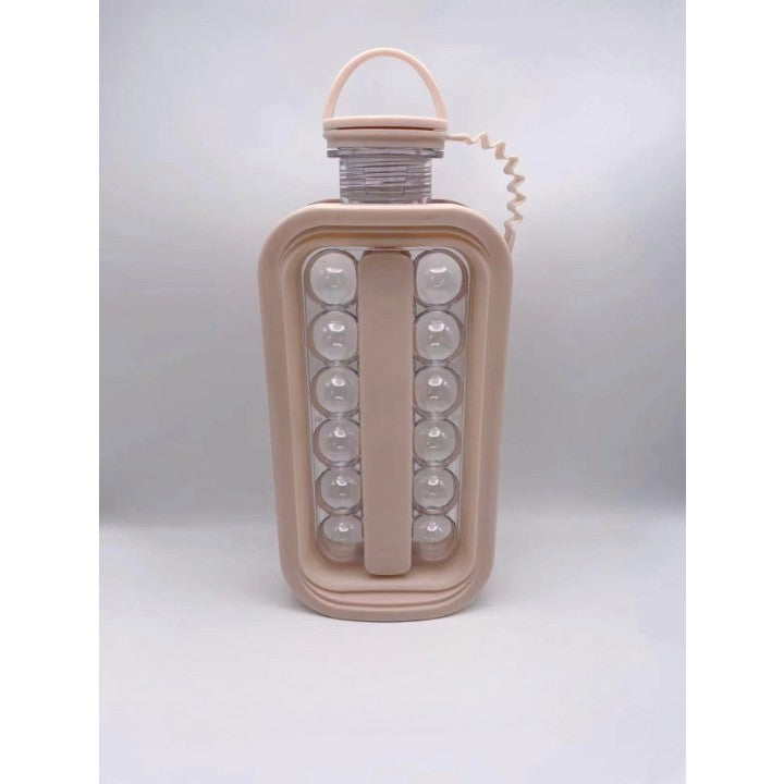 Forma pentru Gheata 2 in 1 Portabila, sub Forma de Sticla, Sfere, Diametru 3 cm, Multifunctional, 17 Bilute, 27.5 x 11.4 x 5.5 cm, Culoare Roz Pal