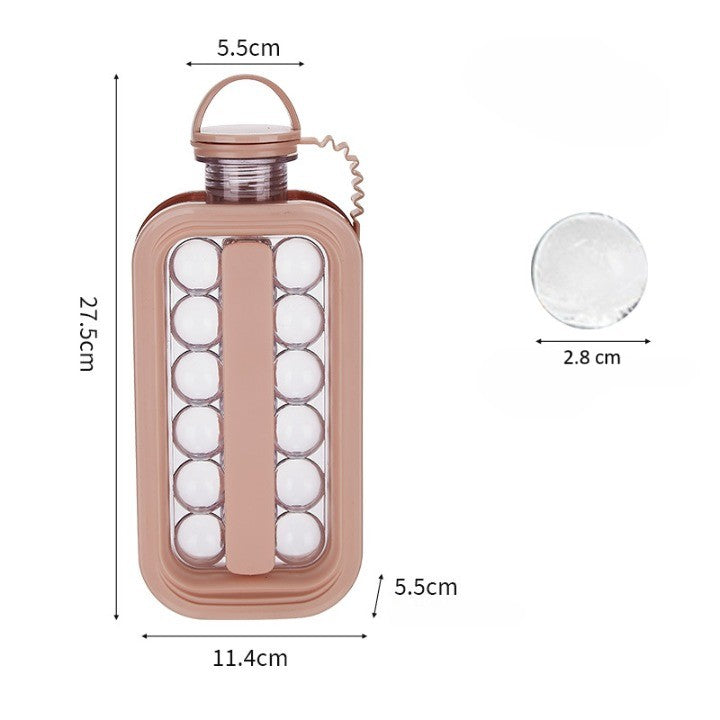 Forma pentru Gheata 2 in 1 Portabila, sub Forma de Sticla, Sfere, Diametru 3 cm, Multifunctional, 17 Bilute, 27.5 x 11.4 x 5.5 cm, Culoare Roz Pal