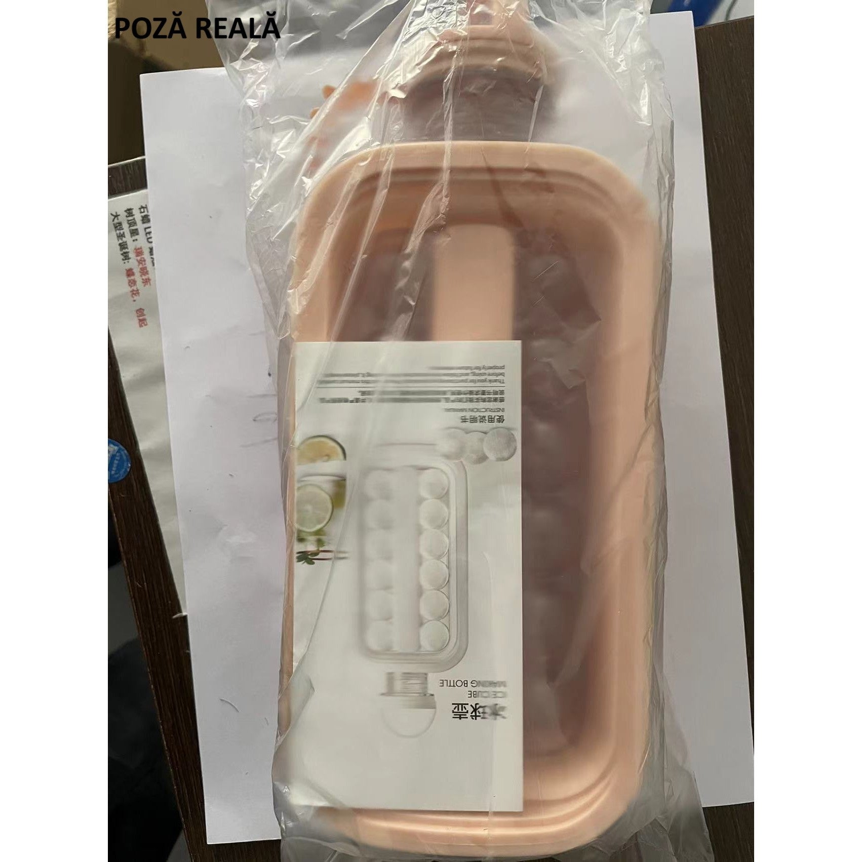 Forma pentru Gheata 2 in 1 Portabila, sub Forma de Sticla, Sfere, Diametru 3 cm, Multifunctional, 17 Bilute, 27.5 x 11.4 x 5.5 cm, Culoare Roz Pal