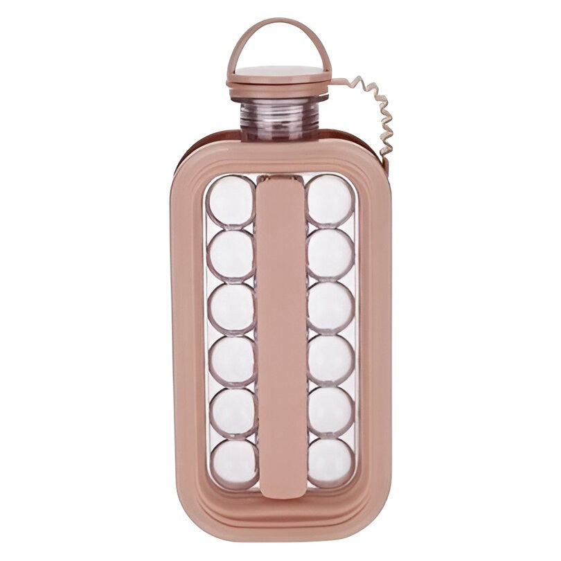 Forma pentru Gheata 2 in 1 Portabila, sub Forma de Sticla, Sfere, Diametru 3 cm, Multifunctional, 17 Bilute, 27.5 x 11.4 x 5.5 cm, Culoare Roz Pal