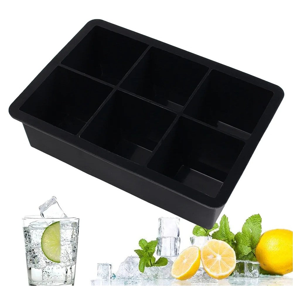 Forma pentru Gheata, Flippy, 6 Forme Patrate cu Capac, din Silicon, 17 x 12 x 6 cm, Negru