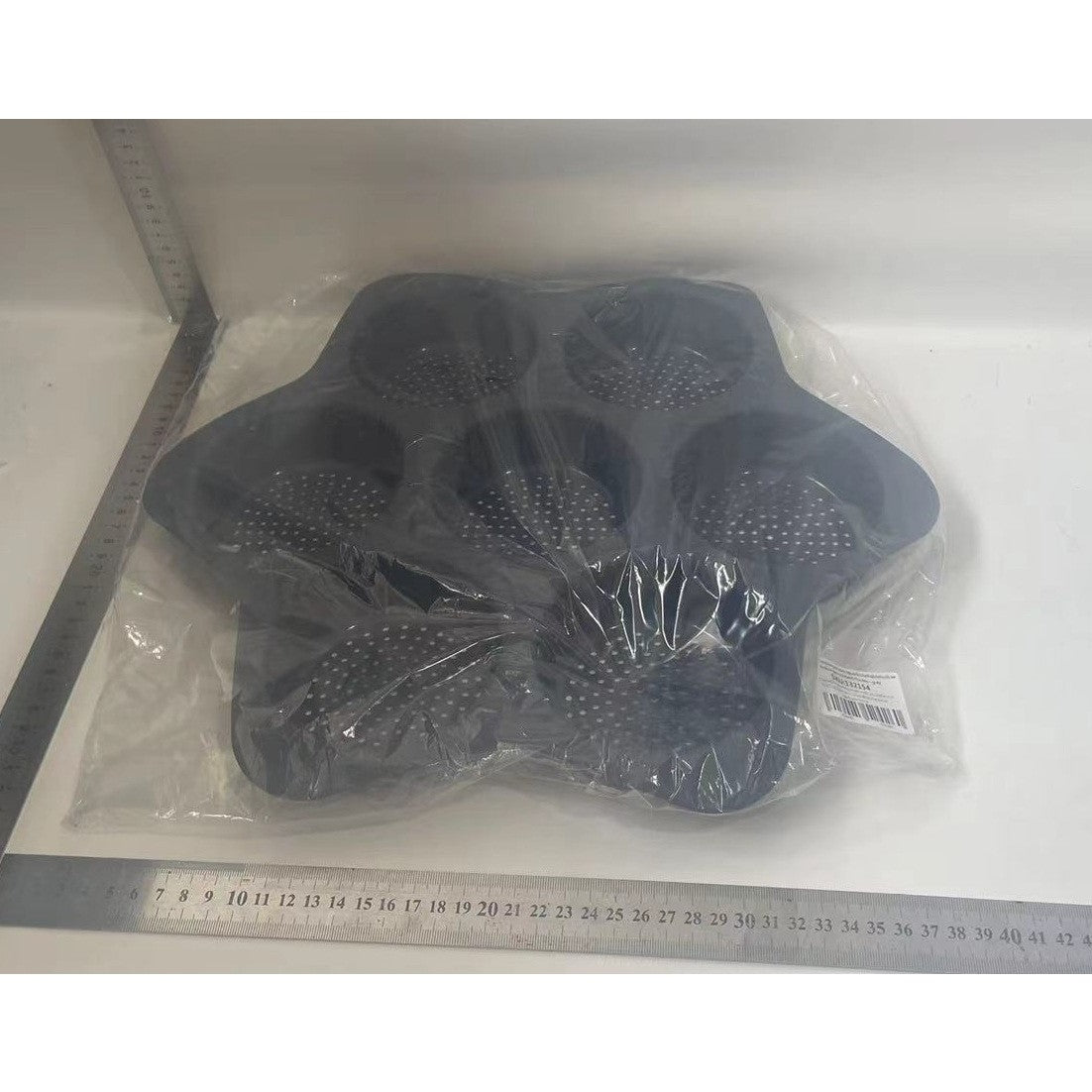 Forme de Silicon pentru Copt, 7 Forme Rotiunde, pentru Burgeri si Prajituri, 38.5 x 4 cm, Negru
