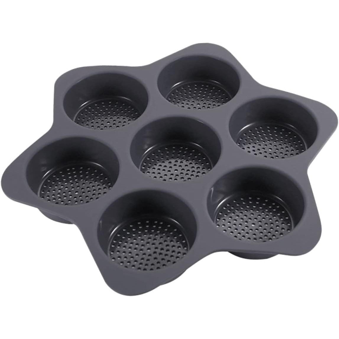 Forme de Silicon pentru Copt, 7 Forme Rotiunde, pentru Burgeri si Prajituri, 38.5 x 4 cm, Negru