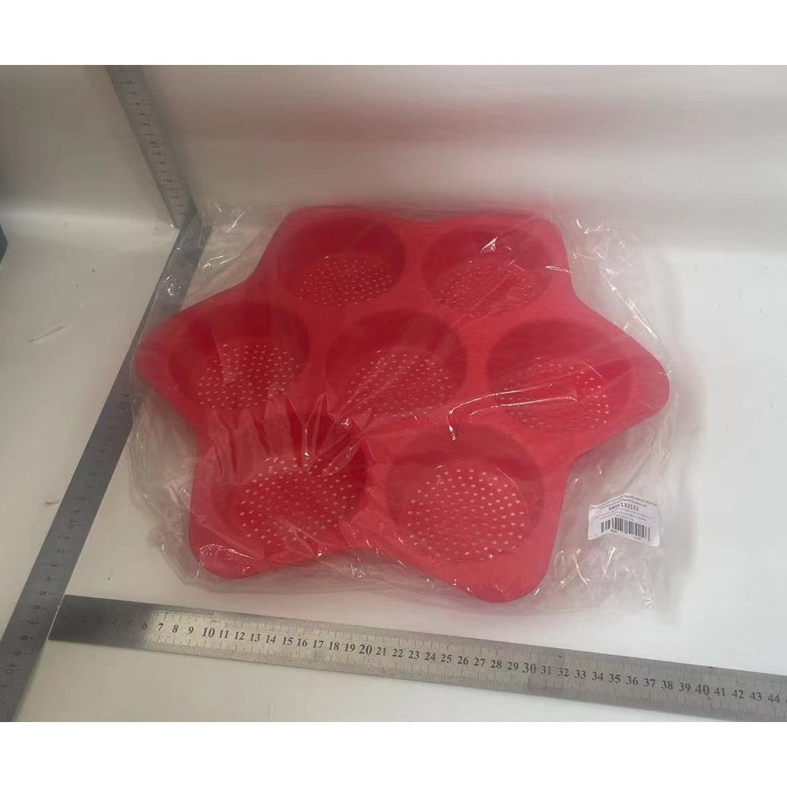 Forme de Silicon pentru Copt, 7 Forme Rotiunde, pentru Burgeri si Prajituri, 38.5 x 4 cm, Rosu