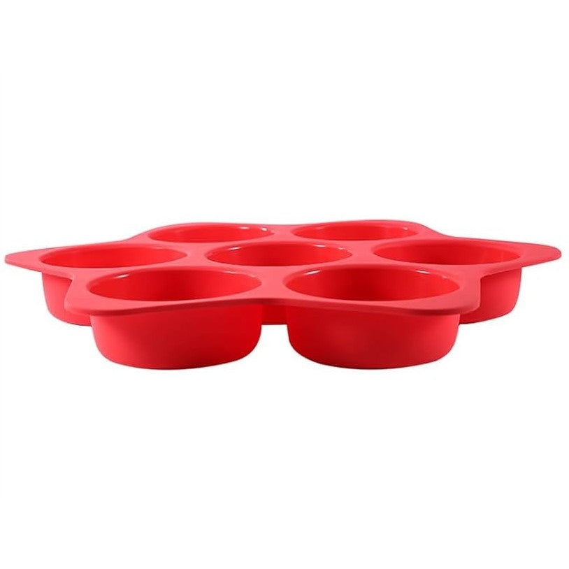 Forme de Silicon pentru Copt, 7 Forme Rotiunde, pentru Burgeri si Prajituri, 38.5 x 4 cm, Rosu