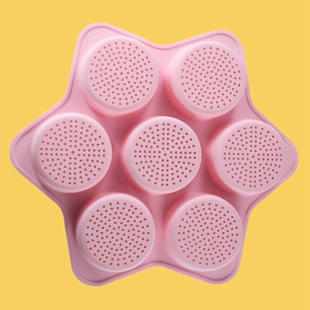 Forme de Silicon pentru Copt, 7 Forme Rotiunde, pentru Burgeri si Prajituri, 38.5 x 4 cm, Roz