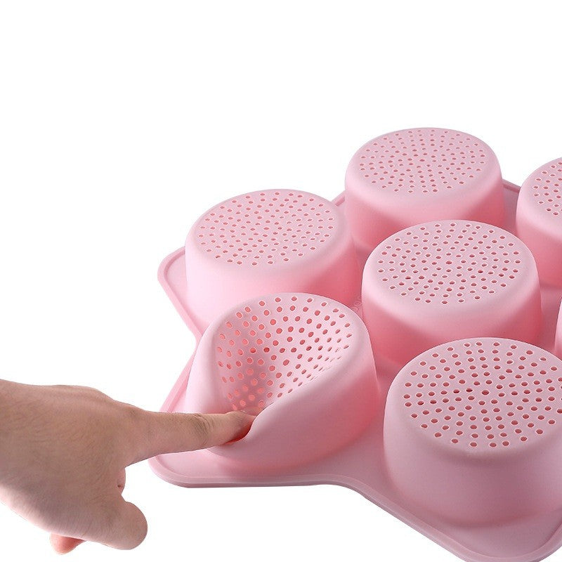 Forme de Silicon pentru Copt, 7 Forme Rotiunde, pentru Burgeri si Prajituri, 38.5 x 4 cm, Roz