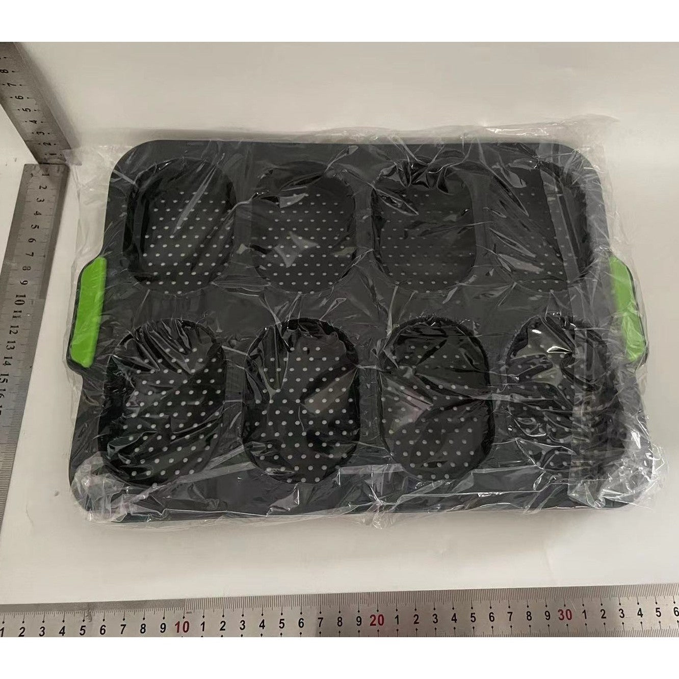 Forme de Silicon pentru Copt, 8 Forme Ovale, pentru Paine si Prajituri, 34.5 x 23.8 x 2.5 cm, Negru/Verde