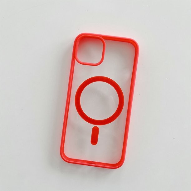 Husa MagSafe pentru Apple iPhone 14 Pro, Full Cover, Frosted Acrylic Color Big Hole, Magnetica, Incarcare Wireless, Rosu
