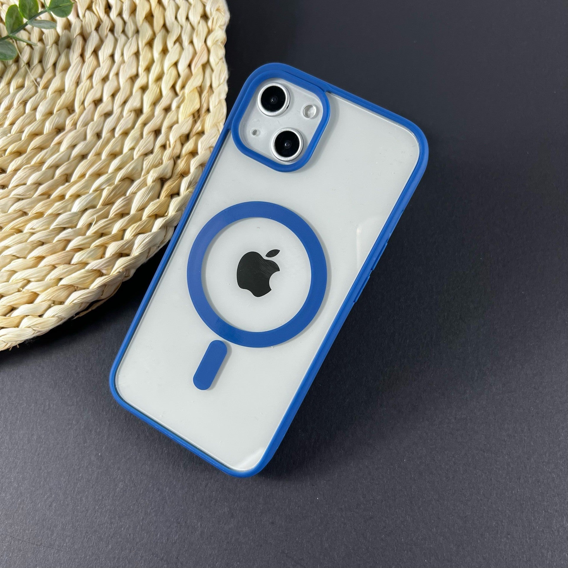 Husa MagSafe pentru Apple iPhone 11, Full Cover, Frosted Acrylic Color Big Hole, Magnetica, Incarcare Wireless, Albastru