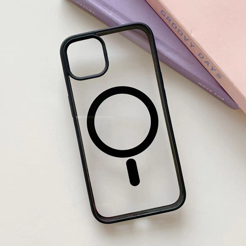 Husa de Protectie, pentru Apple iPhone 12/12 Pro, Acoperire Totala, Magnetica, Wireless, din Acrilic Mat Colorat, Negru