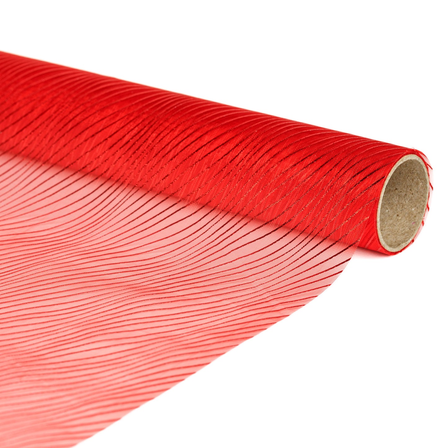 Frunner decorativ de masă – 180 x 28 cm – organza – 100% nailon – roșu, model dungat