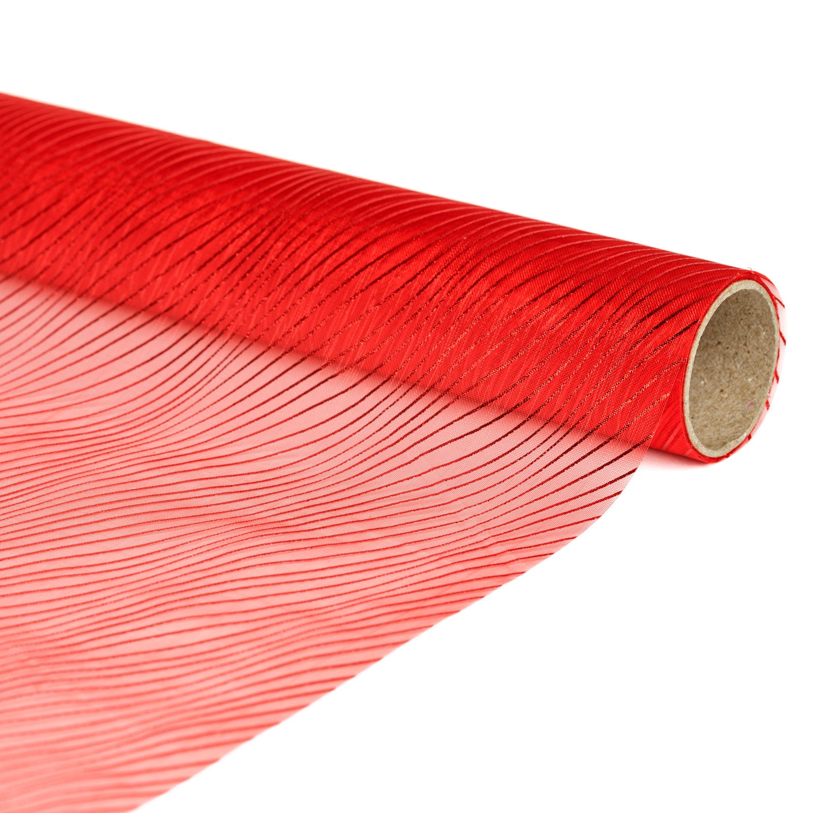 Frunner decorativ de masă – 180 x 28 cm – organza – 100% nailon – roșu, model dungat