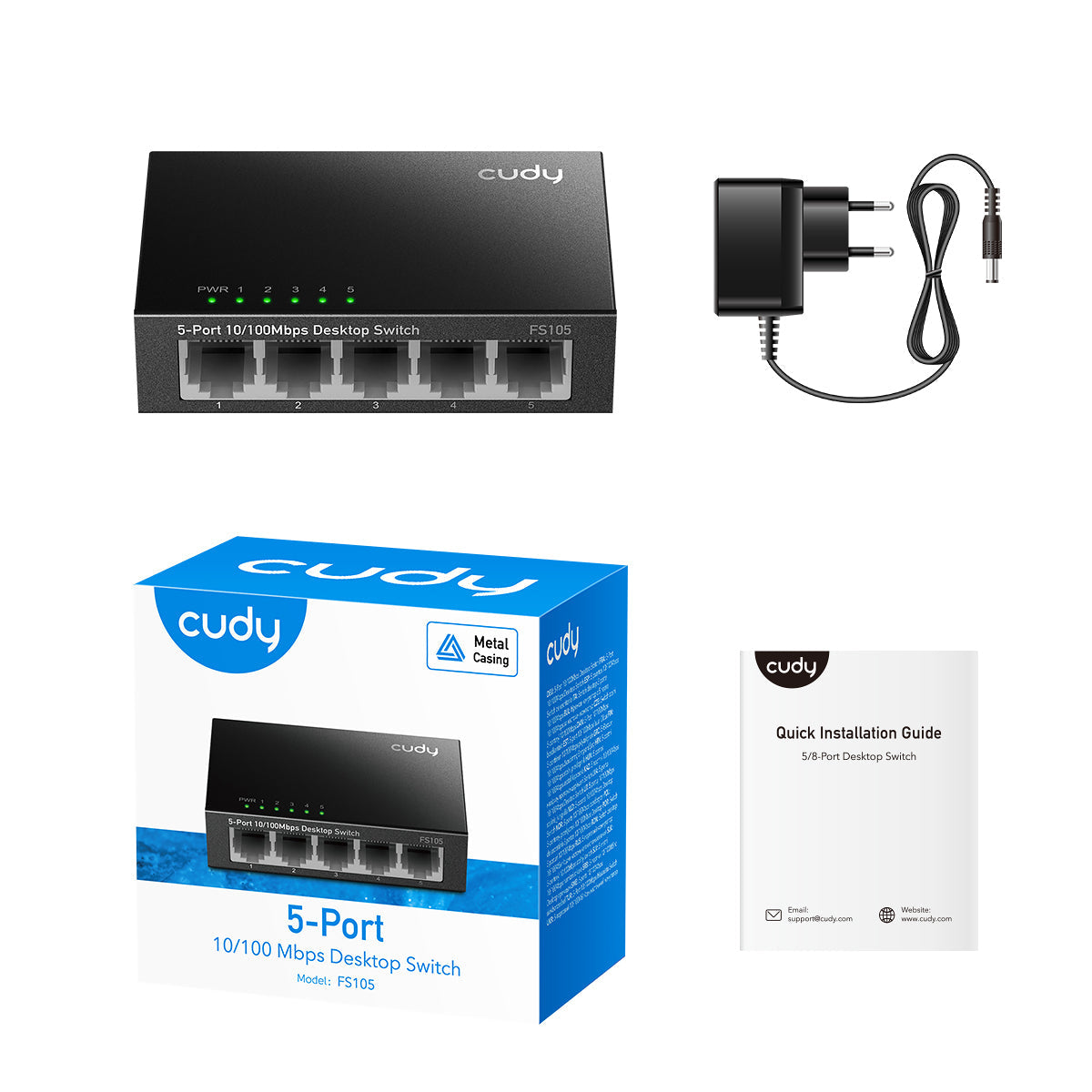 CUDY 5-Port 10/100 Mbps Metal Switch "FS105"