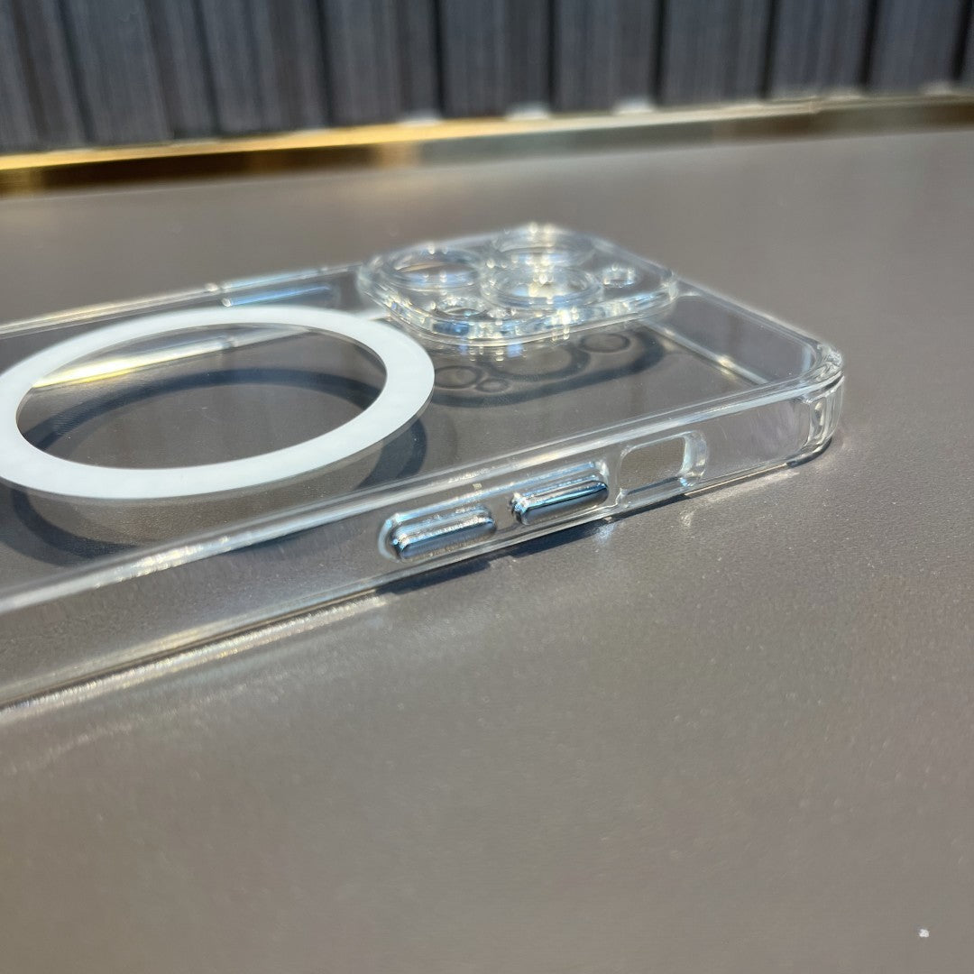 Husa protectie Flippy pentru iPhone 14 Mag Safe, 2 in 1 incarcare si magnet, Silicone, Transparenta