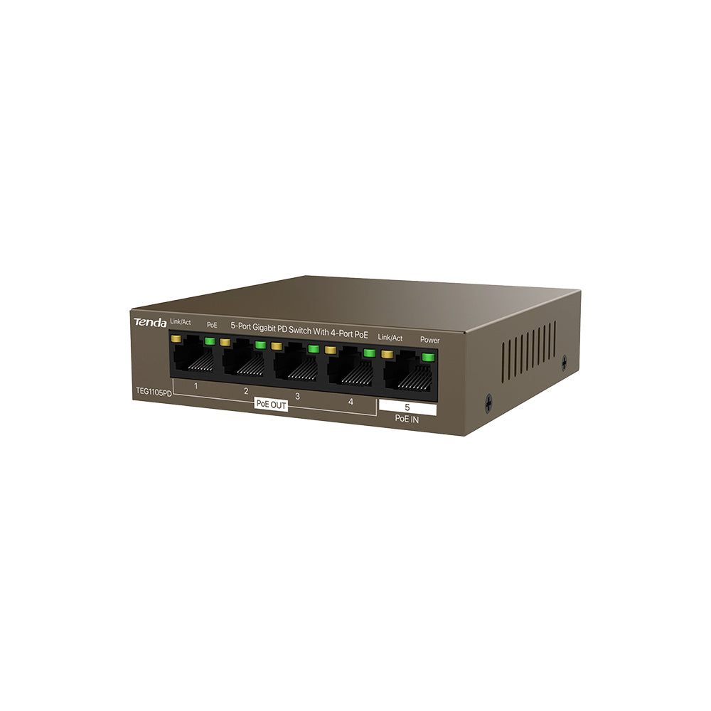 SWITCH IP-COM, Unmanaged L2 Gigabit Ethernet, alimentat prin PoE+ IEEE 802.3af, metalic "G1105PD"