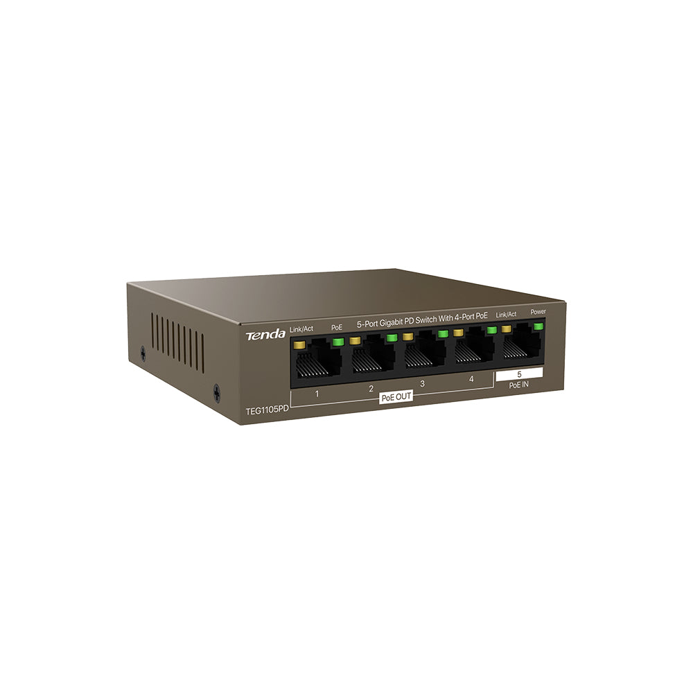 SWITCH IP-COM, Unmanaged L2 Gigabit Ethernet, alimentat prin PoE+ IEEE 802.3af, metalic "G1105PD"